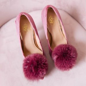 Dusty rose high heels with poof